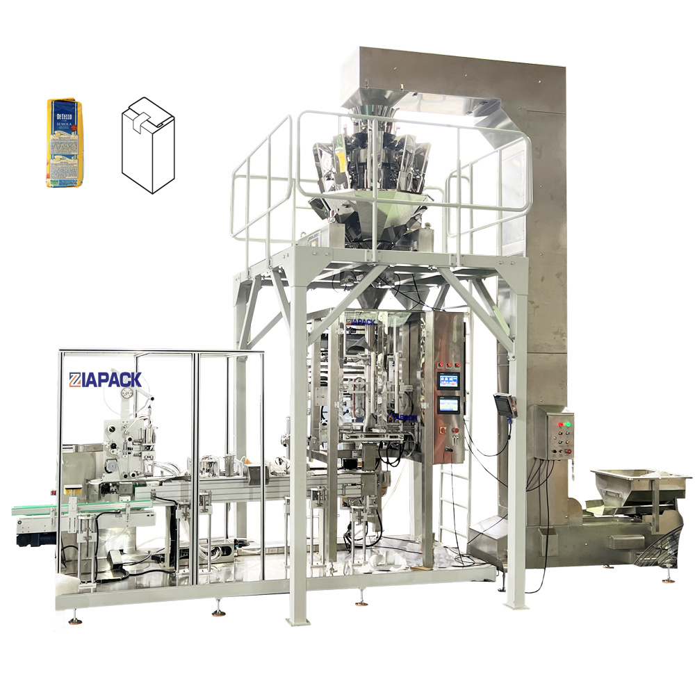 Automatic Brick type flat bottom bag forming filling and top sticker packaging machine